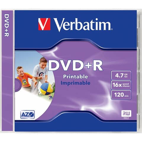 DVD+R Verbatim Jewel case 4,7 GB - Velocità 16x conf. da 10 - 43508